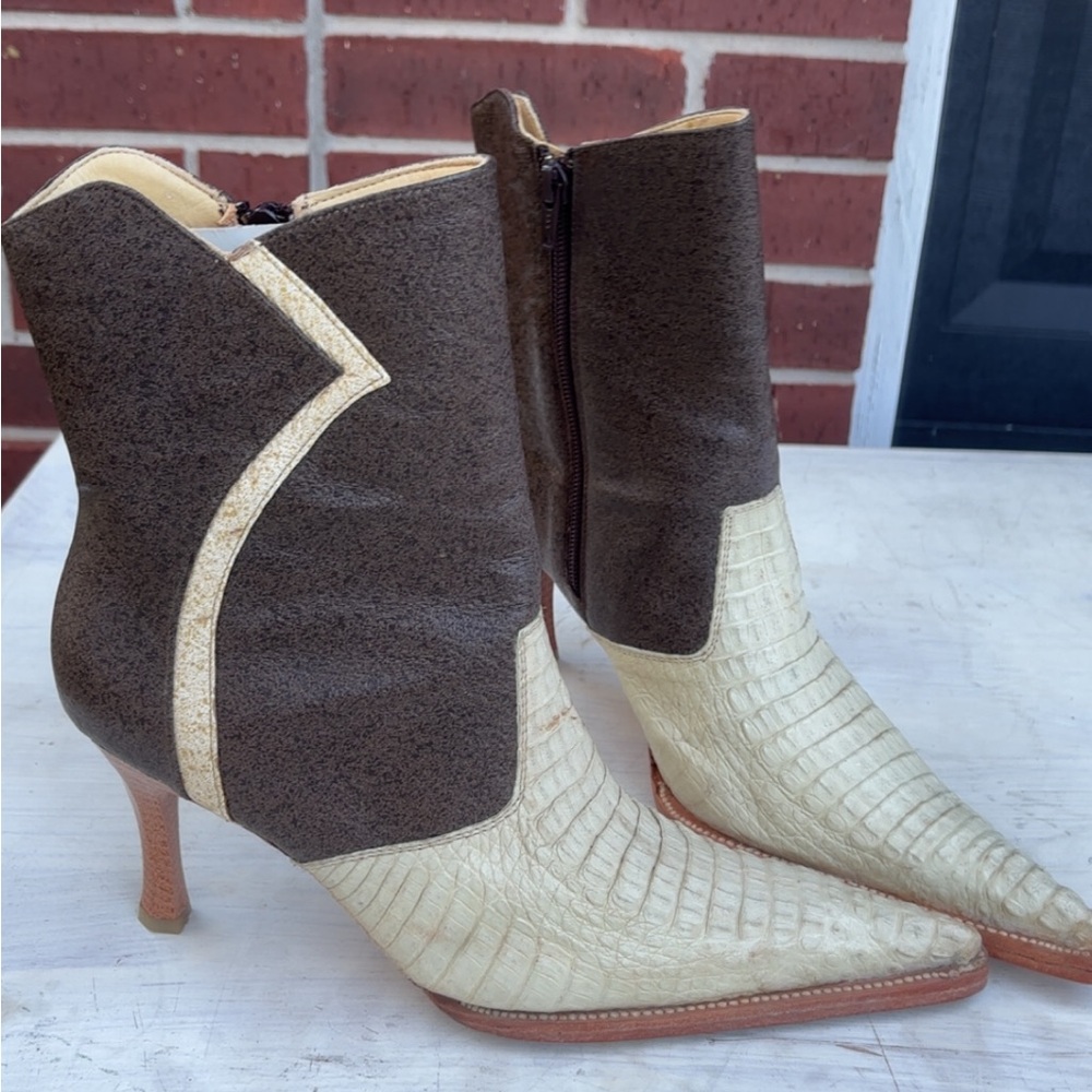 Elegant Two-Tone Ankle Boots